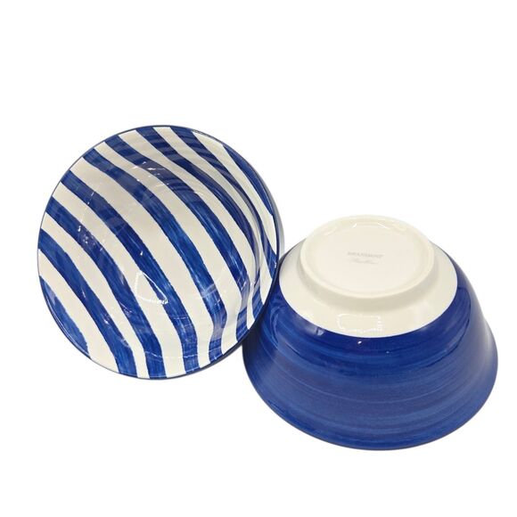 Brandani Italy Sushi Experience 8pc Porcelain Ramen Noodle Bowl Set Blue Striped - Picture 2 of 13